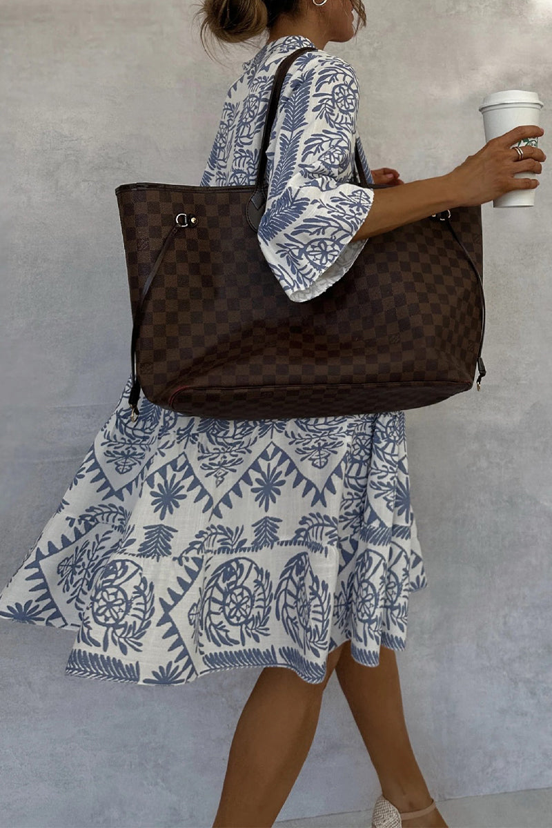 Kira Exclusive Casual a Line Dresses with Patchwork Floral Print and V Neck Elevated Occasion Wear