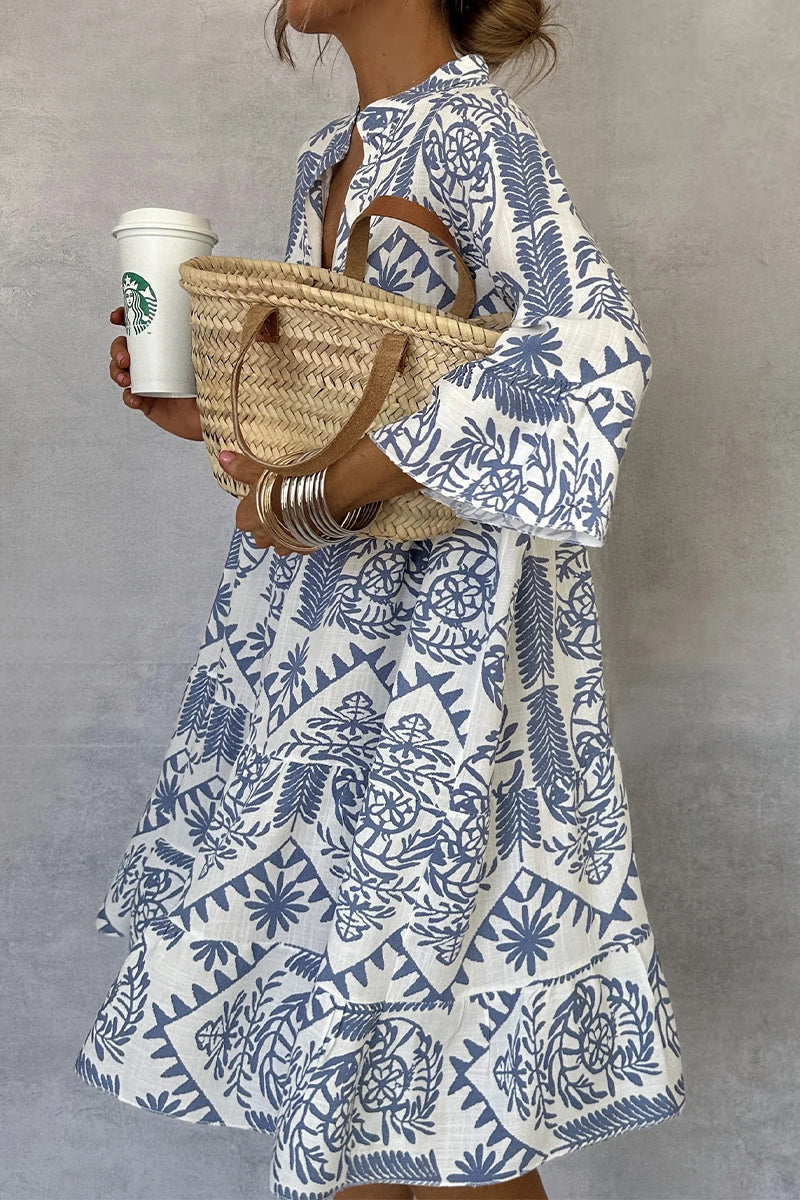 Kira Exclusive Casual a Line Dresses with Patchwork Floral Print and V Neck Elevated Occasion Wear