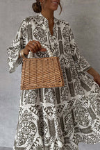 Kira Exclusive Casual a Line Dresses with Patchwork Floral Print and V Neck Elevated Occasion Wear