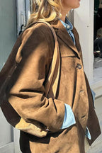 Casual Street Solid Color Buttons Turndown Collar Outerwear