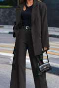 Casual Solid Color Basic Turn-back Collar Long Sleeve Two Pieces (Without Belt)
