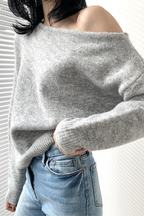 Sexy Solid Color Irregular Oblique Collar Tops