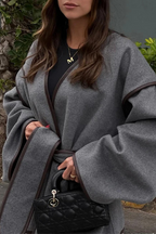 Casual Street Pocket Patchwork With Belt V Neck Outerwear