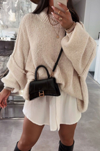 Casual Daily Solid Color Patchwork Weave Half A Turtleneck Tops