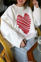 Casual Heart Shaped Patchwork Contrast O Neck Tops