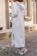 | Casual Long Sleeve Zip-Up Hooded Dress