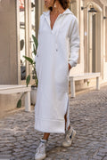 | Casual Long Sleeve Zip-Up Hooded Dress