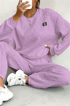 Casual Basic O Neck Long Sleeve Two Pieces(7 Colors)