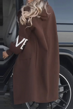 Casual Letters Pocket Patchwork Contrast Hooded Outerwear