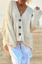Casual Daily Solid Color Pocket Buttons V Neck Outerwear