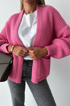 Casual Solid Color Pocket Weave V Neck Outerwear