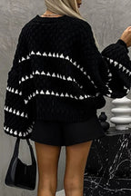 Casual Stripe Patchwork Contrast O Neck Tops