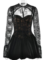 Black Lace Corset Dress With Detachable Bolero Birthday Party Puffball Mini Dress For Women 2026