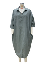 Casual Slit Irregular V Neck Long Sleeve Dresses