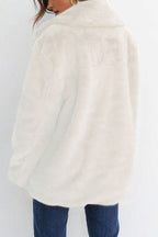 Casual Solid Color Patchwork Fluffy Turndown Collar Outerwear
