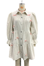 Elegant Buckle Bow Decor Contrast Turndown Collar A Line Dresses