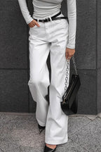Casual Street Solid Color Pocket Straight High Waist Straight Solid Color Bottoms