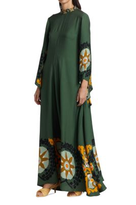 Milagros Exclusive Magnifico Printed Maxi Dress Green Boutique Collection