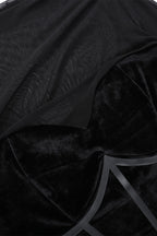 Sexy Mesh Feather Hemline Velvet O Neck Wrapped Skirt Dresses