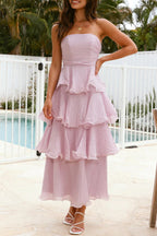 Sexy Backless Ruffle Strapless Cake Skirt Dresses(5 Colors)