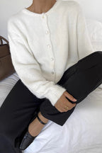 Casual Solid Color Buttons O Neck Outerwear
