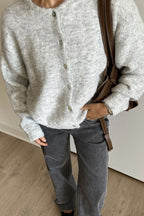 Casual Solid Color Buttons O Neck Outerwear