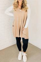 Casual Daily Solid Color Pocket V Neck Tops