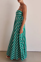 Beatriz Luxe Casual Striped Backless Contrast Square Neck Sling Dresses for Vacation Designer Edit