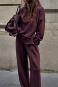 Casual Street Solid Color Pocket Turtleneck Long Sleeve Two Pieces
