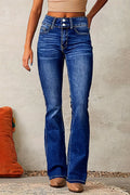 Casual Solid Color Distressed High Waist Skinny Denim Jeans