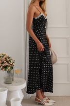 Rosario Timeless Polka Dot Patchwork Contrast V Neck Long Dresses Boutique Collection