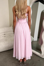 Sexy Solid Color Lace Up Ruffle V Neck Sling Dresses