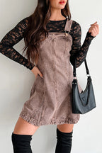 Casual Solid Color Distressed Buttons Square Neck Sleeveless Loose Denim Dresses