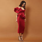 Ruffled Peplum Midi Dress
