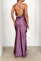 Sexy Backless Adjustable Sloping Shoulder Long Dresses