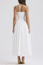 Elegant Solid Color Patchwork Square Neck Sling Dresses