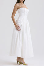 Elegant Solid Color Patchwork Square Neck Sling Dresses