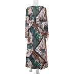 Long sleeve v neck contrast zip-up maxi dress  | Festival Outfits Women