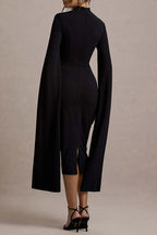 Sexy Elegant Solid Color Slit Zipper Half A Turtleneck Wrapped Skirt Dresses