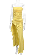 Sexy Slit Flounce Strapless Evening Dresses
