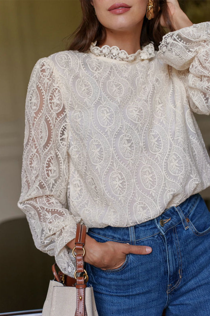 Sexy Solid Color Lace Flounce Lotus Leaf Collar Tops