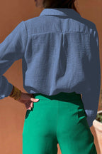 Casual Solid Color Hollow Out Turndown Collar Tops