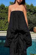 Sexy Solid Color Ruched Irregular Strapless Strapless Dresses