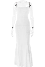 Sexy Backless Strap Design Square Neck Fishtail Dresses