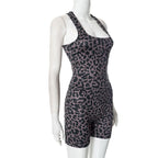 Square neck leopard print tank short pant set  | Festival Outfits Women