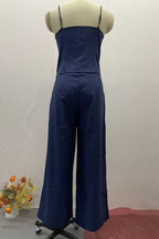 Sexy Strap Design V Neck Sleeveless Two Pieces(4 Colors)