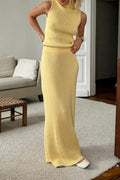 Casual Weave Turtleneck Sleeveless Two Pieces(4 Colors)