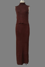 Casual Weave Turtleneck Sleeveless Two Pieces(4 Colors)