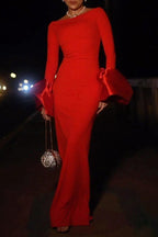 Sexy Solid Color Backless Off Shoulder Long Dresses