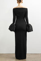 Sexy Solid Color Backless Off Shoulder Long Dresses